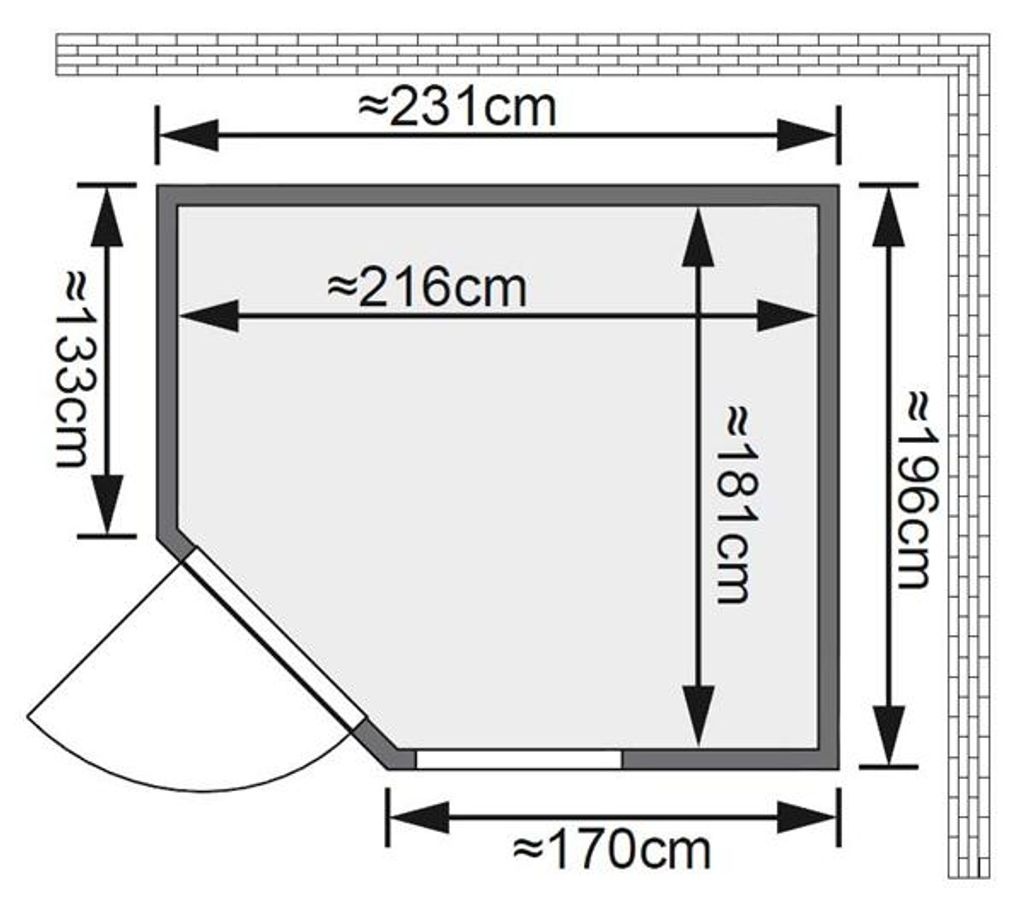 Bild von Sauna Fiona 3 (Eckeinstieg) Ofen 9 kW Saunaofen intergr. Steuerung