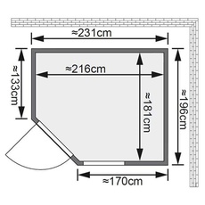 Bild von Sauna Fiona 3 (Eckeinstieg) Ofen 9 kW Saunaofen intergr. Steuerung