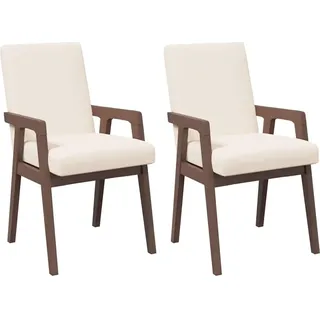 vidaXL Esszimmerstühle mit Kissen 2 Stk. Braun Massivholz Gummibaum - Braun