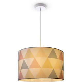 Paco Home Pendelleuchte »Hugo Delta« E27 Wohnzimmer Lampenschirm Modern Pendelleuchte Stoff E27 Dreieck Bunt, weiß