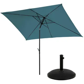 Svita Sonnenschirm Set mit Ständer Petrol , Textil , Rechteckig , 200x300 cm , Sonnenschutz, Sonnenschirme