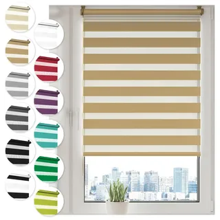 Sonello Doppelrollo Klemmfix ohne Bohren 80 cm x 150cm Beige Fensterrollo | Fenster Rollos Für Innen, Klemmrollo, Sonnenschutzrollo, Duo Rollo für Fenster & Tür, Zebrarollo, Tag und Nacht Rollo