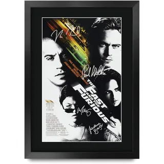 HWC Trading FR A3 The Fast and the Furious Paul Walker, Vin Diesel Gifts gedrucktes Poster, signiertes Autogrammbild für Film-Fans, A3, gerahmt