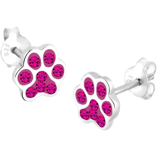 Elli Ohrringe Damen Pfoten Stecker Hund Katze mit Kristalle in 925 Sterling Silber
