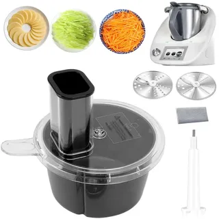 RANJIMA Gemüseschneider Elektrisch, Multifunktionaler Gemüseschneider Kompatibel mit TM5 & TM6, Spiralschneider & Gemüsereibe für Obst, Vegetable Chopper Slicer Gemüsefriseur mit Zwei Schnittstärken