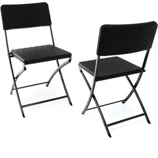 VCM Klappstuhl Rattan-Optik 40 x 45 x 45 cm schwarz