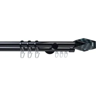 Gardinenstange LIEDECO "Fertigstilgarnitur 20 mm Piano Montreal" Gr. 2, schwarz, L:160cm Ø:20mm, Eisen, Gardinenstangen, Gardinenstange, Gardinenstange Komplett