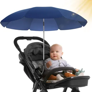 STYNGARD Sonnenschirm Kinderwagen UV Schutz 50+ / 70 cm Durchmesser mit Überhang - Sonnenschutz Kinderwagen - Sonnenschutz Buggy mit flexibler Universalhalterung Modell ROME