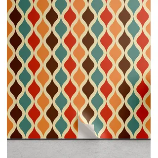 ABAKUHAUS Retro abziehbare & klebbare Tapete für Zuhause, Funky Verschiedene Formen, selbstklebendes Wohnzimmer Küchenakzent, 33 cm x 90 cm, Mehrfarbig