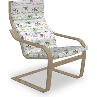 ABAKUHAUS Kätzchen Poäng Sessel Polster, Katzen, die mit Garn-Bällen, Sitzkissen mit Stuhlkissen mit Hakenschlaufe und Reißverschluss, Mehrfarbig