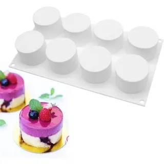 Silikon 3d backform - Mousse-Kuchenform backformen DIY Mold, 8 Löchern Zylinder