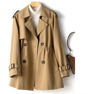 Stylische Damen Herbst Jacke Mittellang Windbreaker Trenchcoat für Looks, khaki, XL