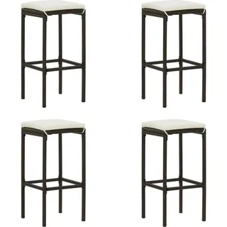 The Living Store Barhocker mit Kissen 4 Stk. Braun Poly Rattan - Braun