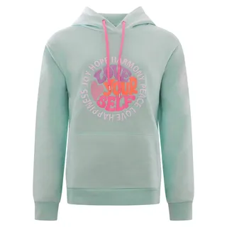 Zwillingsherz Sweatshirt, in Pastell mit neonfarbener "Love Yourself" Stickerei & pinker Kordel Zwillingsherz türkis SM