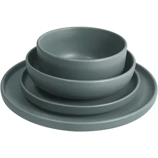 Novel Tafelservice , Grau , Keramik , 24-teilig , Lfgb , robust , Geschirr, Geschirrsets, Tafelservice