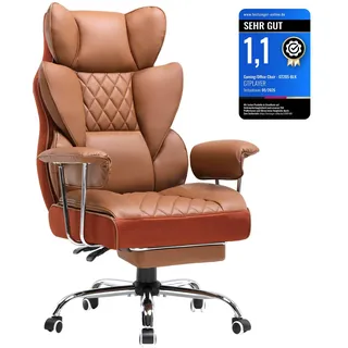 GTPLAYER Gaming Stuhl, Gamer Stuhl, Ergonomischer Bürostuhl mit Fußstütze verstellbare Lenden und Kopfkissen, Gaming Chair Gepolstert, Gaming Sessel - Braun