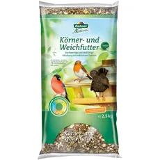 Dehner Natura Premium Wildvogelfutter, Körnerfutter / Weichfutter, Ganzjahresfutter proteinreich / energiereich, hochwertiges Vogelfutter für Wildvögel, 2.5 kg