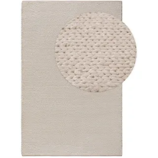 benuta pure Wollteppich Creme, Textil, Beton Optik, Rechteckig, 160x230 cm Gots, pflegeleicht, Teppiche , Böden, Teppiche, Naturteppiche