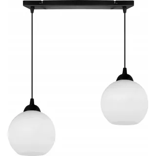 Klassische Metall-Hängelampe Mit Glasschirm - Schwarz, Weiß
