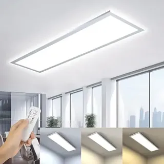 OTREN LED Deckenleuchte Panel 100x25CM, Dimmbar 36W Deckenlampe Flach | mit Fernbedienung, 3200LM Rechteck Tageslicht Deckenpanel für Wohnzimmer Büro Werkstatt Schlafzimmer, 3000K-6000K
