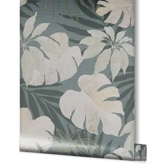 Marburg Vliestapete »Avalon«, Blätter, Blumen, grau/beige