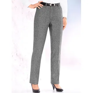 Bügelfaltenhose COME ON, Damen, Gr. 23, Kurzgrößen, schwarz-weiß (schwarz, weiß fischgrat), 49% Wolle, 29% Polyester, 20% Baumwolle, 2% Elasthan, gemustert, mehrfarbig, lang, Hosen Bügelfaltenhose