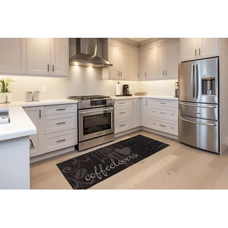 Küchenläufer KAYOOM "Pyron 325", schwarz, B:60cm H:6mm L:180cm, Polyester, Teppiche, Küchenläufer, Flachgewebe, rutschhemmend, Küche