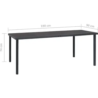 vidaXL Outdoor-Esstisch 190 x 90 x 74 cm Grau