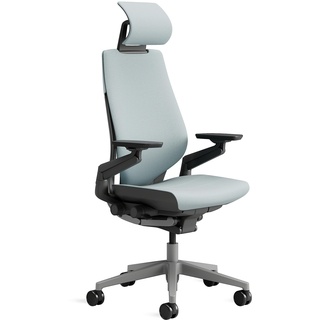 Steelcase Gesture Ergonomischer Bürostuhl mit 360° Armlehnen, 3D-Live Back Lumbalstütze, anpassbarer Kopfstütze Sturmhorizont