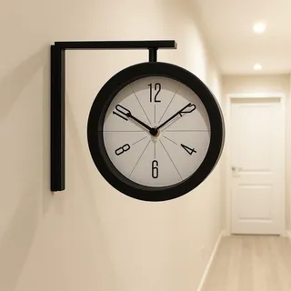 Moderne, doppelseitige Wanduhr - geräuschloses Uhrwerk