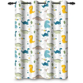 ggaimwf 107x160cm Dinosaurier-Cartoon Verdunkelungsvorhang für Kinderzimmer Niedlicher Dino Tierdruck Ösenvorhänge Thermo Tüllenvorhänge Raumteiler Fenstervorhänge für Baby-Spielzimmer,1-Einzelpaneel