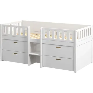 FURNLUX Kinder-einzelbett Viggo Weiß 90x200cm / Hauptfarbe: Weiß / Abmessungen: 102 x 92 x 205 cm - Weiß