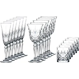 RCR RCR Melodia 18-teiliges Glasset - Weingläser 28 cl, Champagnergläser 16 cl, Trinkgläser 32 cl - Kristallglas - Weiß