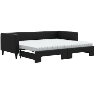 vidaXL Tagesbett Ausziehbar mit Matratzen Schwarz 90x200 cm Stoff - Schwarz