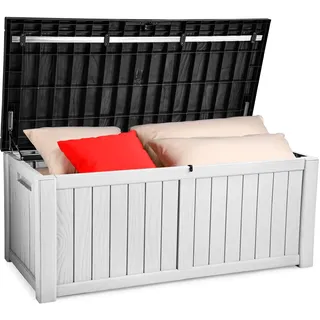 YITAHOME 460 Liter Groß Gartenbox Wasserdicht, Abschließbarem Outdoor Kissenbox, Garten Auflagenbox Wetterfest Garten Aufbewahrungsbox für Gartengeräten Poolzubehör, Schwarz & Weiß