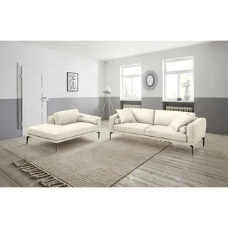Egoitaliano Polstergarnitur "Masu, Design trifft sensationellen Sitzkomfort", Set besteht aus 2,5-Sitzer, freistehende Ottomane und 3 Rollkissen, cremeweiß