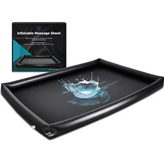 Aufblasbare Nuru-Massageliege mit aufblasbaren Seiten | Schwarz | Strapazierfähiges, wasserdichtes PVC | 205 x 156 x 12 cm | Schutz vor öl-, Wasser- und silikonbasierten Produkten
