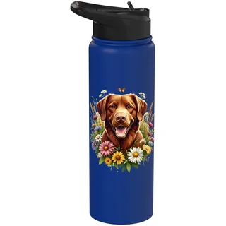 Chesapeake Bay Retriever Hund Sommer Wildblumen Gänseblümchen Kunst Stainless Steel Insulated Water Bottle