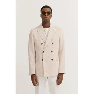 Sakko BUGATTI, Herren, Gr. 60, beige (30, beige), 81% Wolle, 13% Viskose, 6% Polyamid, gepunktet, normal, Manschette, Sakkos Sakko, aus Wolle