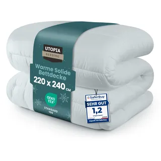 Utopia Bedding Bettdecke 220 x 240 cm, Ganzjahresdecke 370 GSM Füllung, atmungsaktive Schlafdecke, Steppdecke, Super Weiche Kuschelige (Hellgrau)