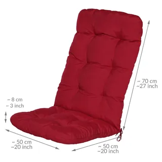 Beautissu 6er Set Hochlehner Auflagen Flair HL, 120x50x8cm, Rot - Rot