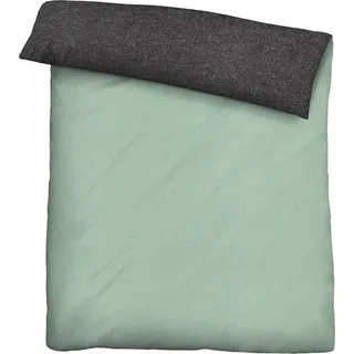 Biberna Melange Flanell Wendebettwäsche 840500 200x200 cm + 2x 80x80 cm mint - Türkis