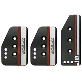 Sparco Satz Sportpedale 'Settanta' - Schwarz Aluminium + Weiß/Orange - Handgeschaltet, Schwarz, Schwartz
