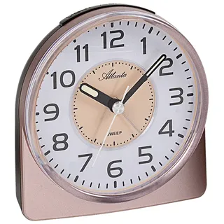 Atlanta 1996/18 Wecker Quarz analog kupfer-farben leise ohne Ticken mit Licht - Braun