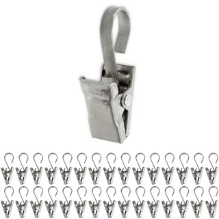 Gardinenklemmen, 30 Pack, in Metall-farben, mit Ø 10 mm Haken Öse, 35 mm lange Vorhang Clips mit Haken, Gardinen Klammern, für Duschvorhang, Fenstergardine, Mehrzweckhaken Klammer, Lichterkette Halter