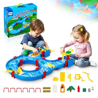 Vevor Wassertisch, Wasserspiel-Wasserweg für Kinder, Sommer-Wasserpark-Spielset im Freien mit 39-teiligem Zubehör für den Garten, Rasen, Strand, Spieltisch für Jungen und Mädchen ab 3 Jahren