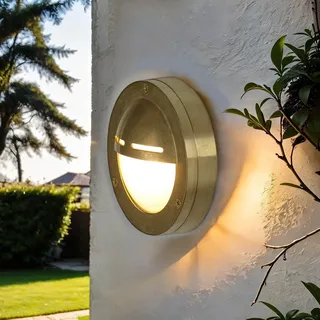 Wandleuchte Messing rund IP64 Maritim Außenleuchte rund Außen Terrasse Haustür