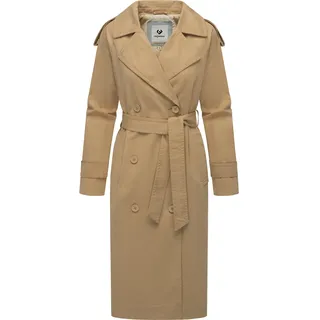 Ragwear Damen, lange Übergangsjacke Eleganter Mantel Klassischer Trenchcoat Longtrench YOUMODO Sand Gr. XXL - XXL