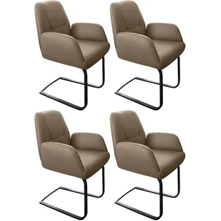 W.Schillig Freischwinger Leder braun 4er Set