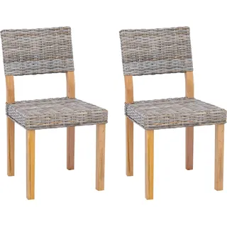 vidaXL Esszimmerstuhl 2 pcs Kubu Rattan Kubu Grau 46 x 55 x 84 cm - Grau